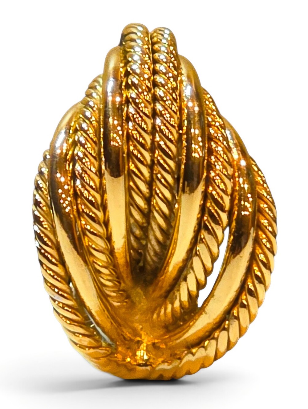 CELINE Gold-Tone Twisted Rope Dome Statement Earring Clip One 1 Piece